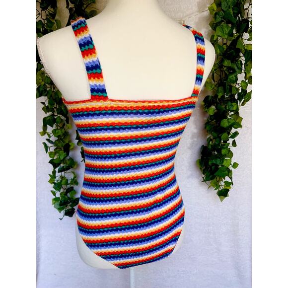 Forever 21 Colorful Striped Knit Retro Body Suit Women's Medium - Picture 6 of 10